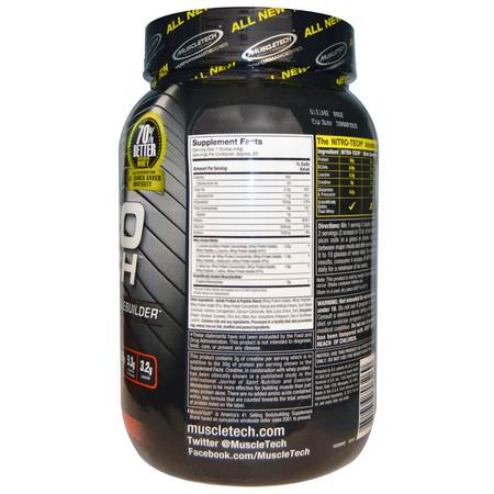 乳清蛋白, 運動營養: Muscletech, Nitro-Tech, Whey Isolate + Lean Musclebuilder, Strawberry, 2 lbs (907 g)