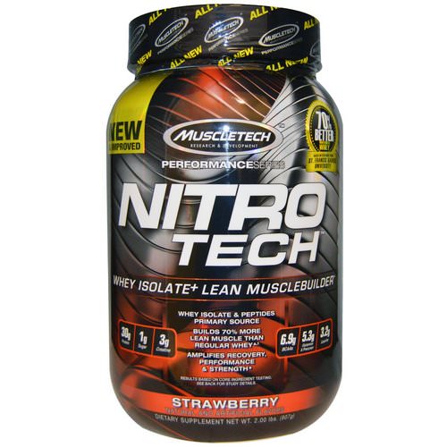 Muscletech, Nitro-Tech, Whey Isolate + Lean Musclebuilder, Strawberry, 2 lbs (907 g) Review
