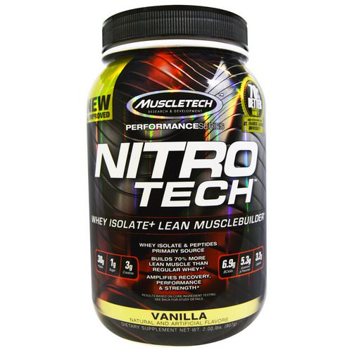 Muscletech, Nitro Tech, Whey Isolate + Lean MuscleBuilder, Vanilla, 2.00 lbs (907 g) Review