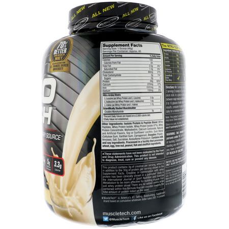 乳清蛋白, 運動營養: Muscletech, Nitro Tech, Whey Peptides & Isolate Primary Source, Vanilla, 4 lbs (1.81 kg)