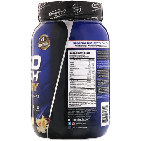 乳清蛋白, 運動營養: Muscletech, NitroTech, 100% ISO Whey, Vanilla, 1.81 lbs (820 g)