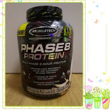 Muscletech, Performance Series, Phase8, Multi-Phase 8-Hour Protein, Cookies and Cream, 4.60 lbs (2.09 kg)