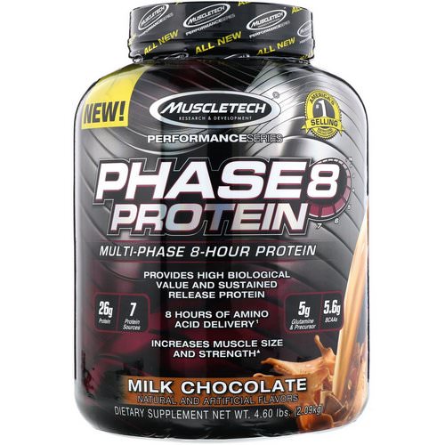 Muscletech, Performance Series, Phase8, Multi-Phase 8-Hour Protein, Milk Chocolate, 4 lbs (2.09 kg) Review