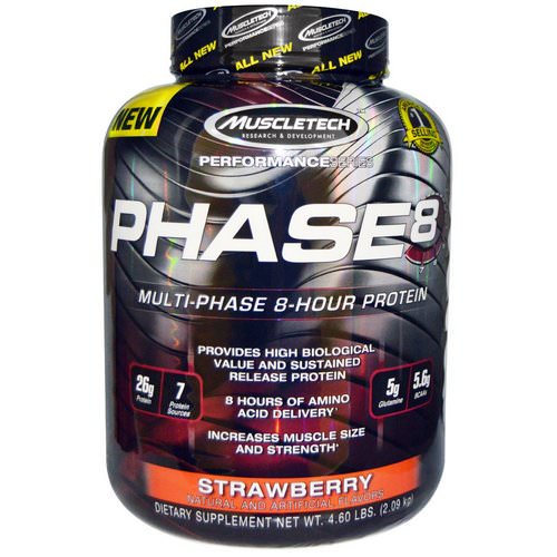 Muscletech, Performance Series, Phase8, Multi-Phase 8-Hour Protein, Strawberry, 4.60 lbs (2.09 kg) Review