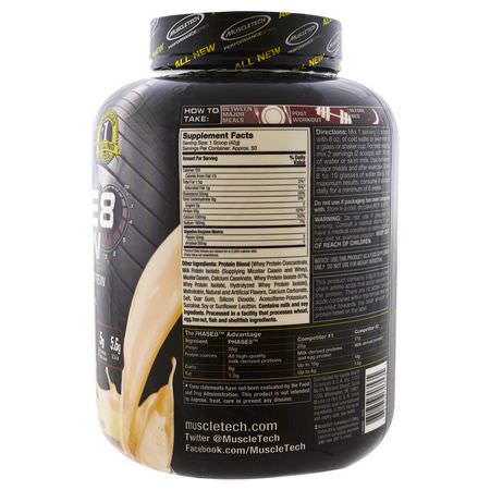 蛋白質, 運動營養: Muscletech, Performance Series, Phase8, Multi-Phase 8-Hour Protein, Vanilla, 4.60 lbs (2.09 kg)
