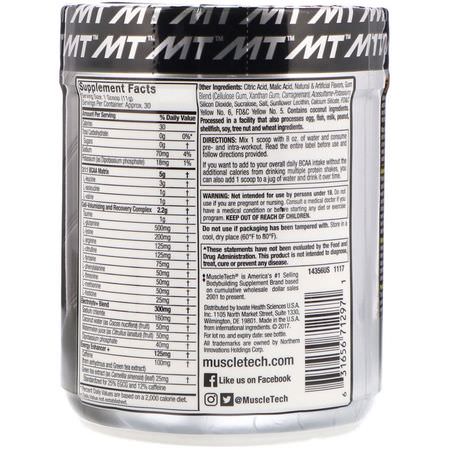 興奮劑, 鍛煉前補充劑: Muscletech, Platinum Amino Plus Energy, Tropical Mango, 11.19 oz (317 g)