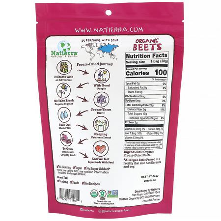 小吃, 甜菜: Natierra, Organic Freeze-Dried, Beets, 1 oz (28 g)