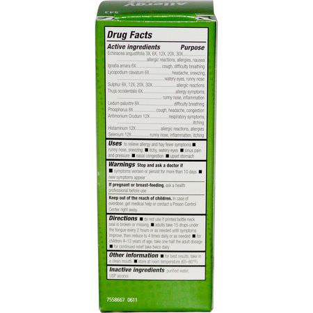 順勢療法, 草藥: NatraBio, Allergy Relief, Non-Drowsy, 1 fl oz (30 ml)