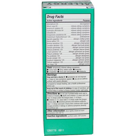 鼻竇補充劑, 鼻腔: NatraBio, bioAllers, Allergy Treatment, Grass Pollen, 1 fl oz (30 ml)