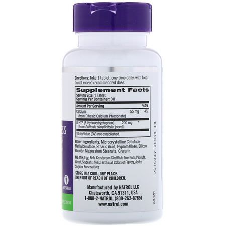 5-HTP, 體重: Natrol, 5-HTP, Time Release, Maximum Strength, 200 mg, 30 Tablets
