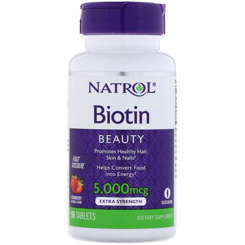 Natrol, Biotin, Strawberry, 5,000 mcg, 90 Tablets Review