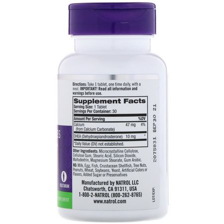 DHEA, 補充劑: Natrol, DHEA, 10 mg, 30 Tablets