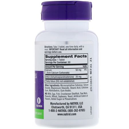 DHEA, 補充劑: Natrol, DHEA, 25 mg, 90 Tablets