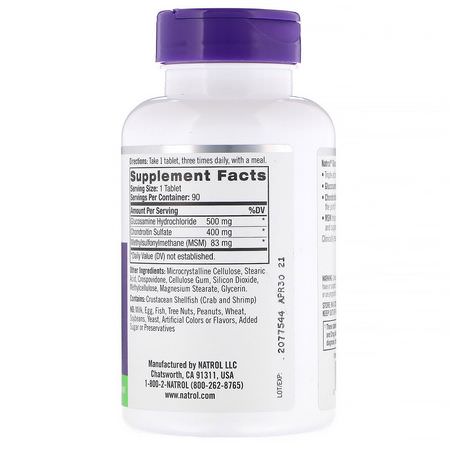 葡萄糖胺軟骨素, 關節: Natrol, Glucosamine, Chondroitin & MSM, 90 Tablets