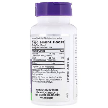 褪黑激素, 睡眠: Natrol, Melatonin, 1 mg, 180 Tablets