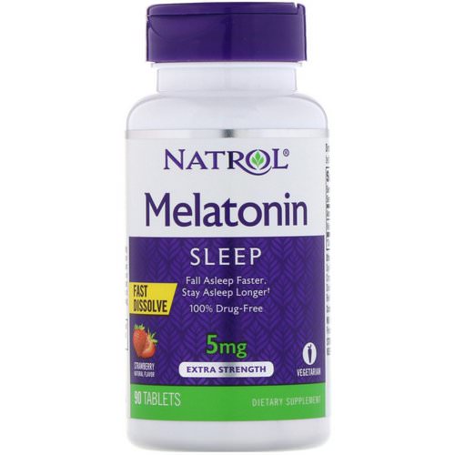 Natrol, Melatonin, Fast Dissolve, Extra Strength, Strawberry, 5 mg, 90 Tablets Review