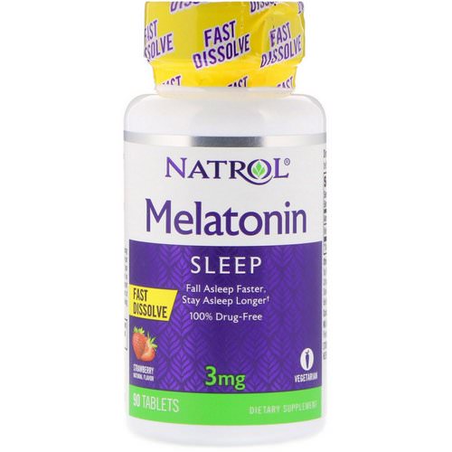 Natrol, Melatonin, Fast Dissolve, Strawberry Flavor, 3 mg, 90 Tablets Review