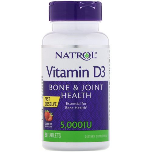 Natrol, Vitamin D3, Fast Dissolve, Strawberry Flavor, 5,000 IU, 90 Tablets Review