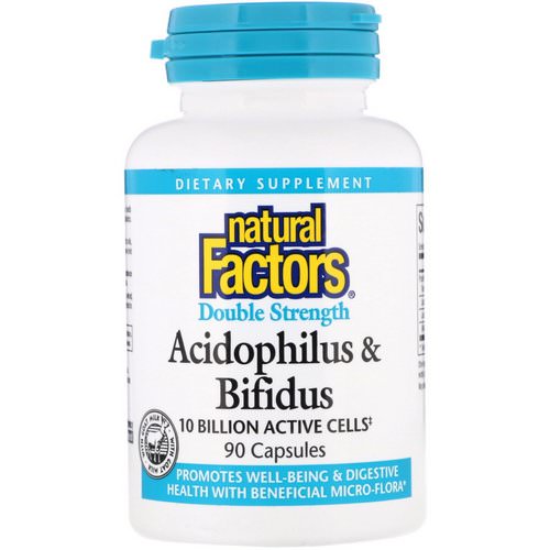 Natural Factors, Acidophilus & Bifidus, Double Strength, 10 Billion Active Cells, 90 Capsules Review
