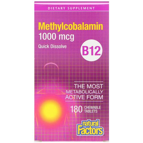 Natural Factors, B12, Methylcobalamin, 1000 mcg, 180 Chewable Tablets Review