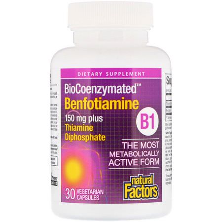 Natural Factors Benfotiamine Vitamin B - 維生素B, 維生素, 苯甲醛和抗氧化劑