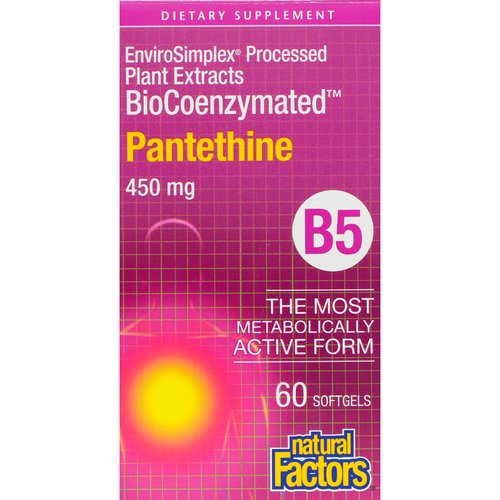 Natural Factors, BioCoenzymated, Pantethine, 450 mg, 60 Softgels Review