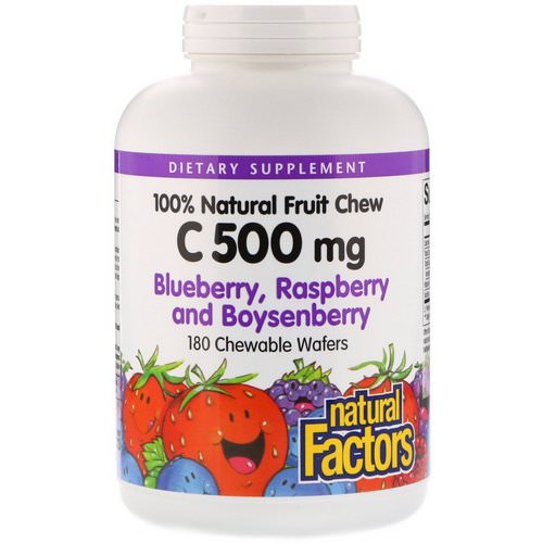 Natural Factors, 100% Natural Fruit Chew C, Blueberry, Raspberry and Boysenberry, 500 mg, 180 Chewable Wafers Review