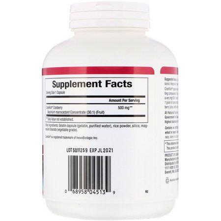 婦女的健康, 補品: Natural Factors, CranRich, Super Strength, Cranberry Concentrate, 500 mg, 180 Capsules