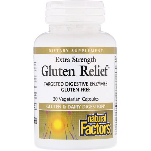 Natural Factors, Extra Strength Gluten Relief, 30 Vegetarian Capsules Review