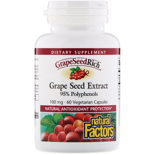 Natural Factors, Grape Seed Extract, 95% Polyphenols, 100 mg, 60 Vetegarian Capsules Review