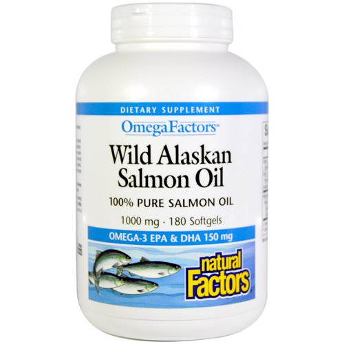Natural Factors, Omega Factors, Wild Alaskan Salmon Oil, 1,000 mg, 180 Softgels Review