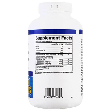 Omega-3魚油, EPA DHA: Natural Factors, Rx Omega-3 Factors, EPA 400 mg/DHA 200 mg, 240 Softgels