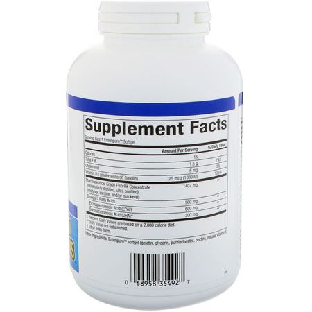 Omega-3魚油, EPA DHA: Natural Factors, Ultra Strength, RxOmega-3, with Vitamin D3, 900 mg EPA/DHA, 150 Enteripure Softgels