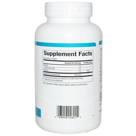 卵磷脂補充劑: Natural Factors, Unbleached Lecithin, 1200 mg, 180 Softgels