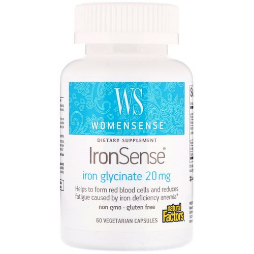 Natural Factors, WomenSense, IronSense, Iron Glycinate, 20 mg, 60 Vegetarian Capsules Review