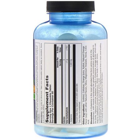 L-谷氨酰胺, 氨基酸: Natural Sport, Glutamine Chewables, Orange Flavor, 1500 mg, 60 Chewables