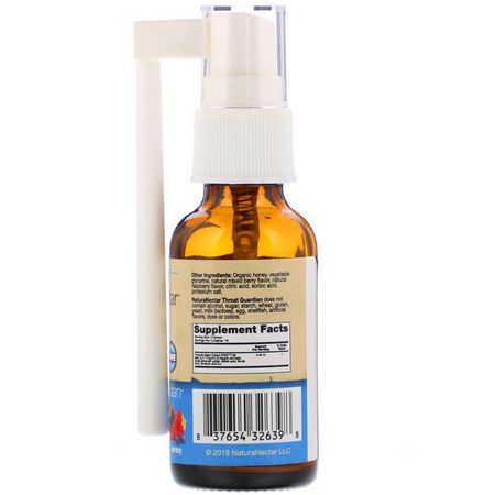 流感, 咳嗽: NaturaNectar, Throat Guardian Spray, Bee Berry, 10 ml