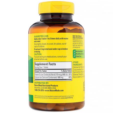 : Nature Made, Calcium with Vitamin D3, 600 mg, 220 Tablets