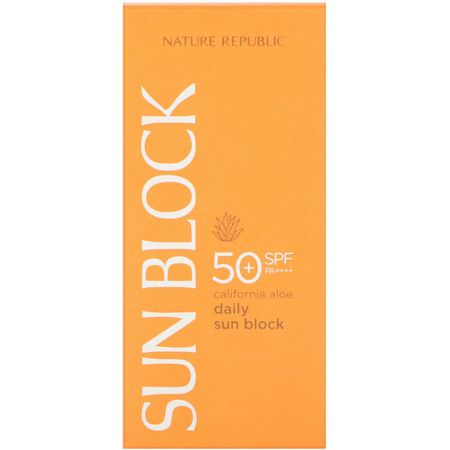K美容: Nature Republic, Daily Sun Block, California Aloe, SPF 50+ PA++++, 1.92 fl oz (57 ml)