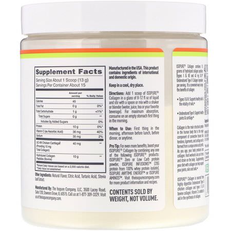 膠原補充劑, 關節: Nature's Best, IsoPure, Collagen, Mango Lime, 6.88 oz (195 g)