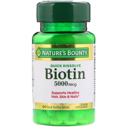 Nature's Bounty, Biotin, 5000 mcg, 60 Quick Dissolve Tablets Review