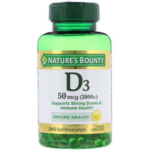 Nature's Bounty, D3, Immune Health, 50 mcg (2,000 IU), 240 Rapid Release Softgels Review