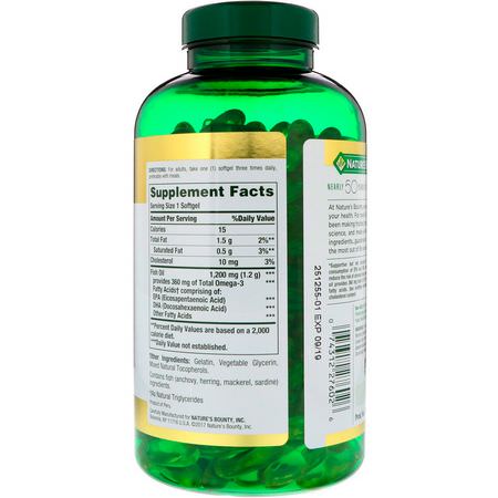 Omega-3魚油, EPA DHA: Nature's Bounty, Fish Oil, 1200 mg, 320 Rapid Release Softgels