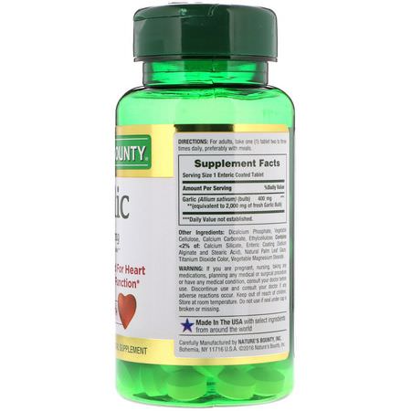 大蒜, 順勢療法: Nature's Bounty, Garlic, 2,000 mg, 120 Coated Tablets