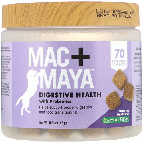 Nature's Bounty, Mac + Maya, Digestive Health with Probiotics, For Dogs, 70 Soft Chews Review