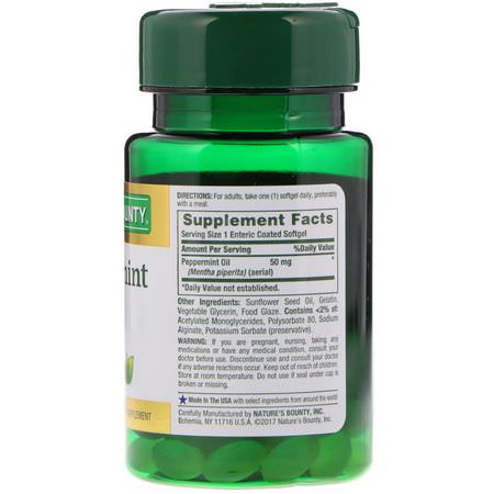 薄荷, 順勢療法: Nature's Bounty, Peppermint Oil, 50 mg, 90 Coated Softgels