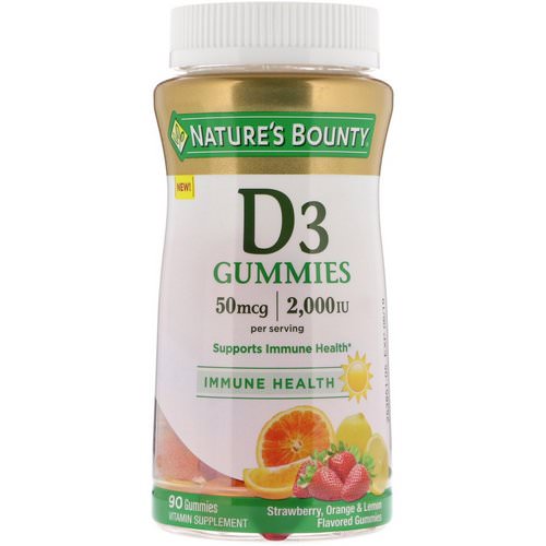 Nature's Bounty, Vitamin D3 Gummies, Strawberry, Orange & Lemon Flavored, 50 mcg (2,000 IU), 90 Gummies Review
