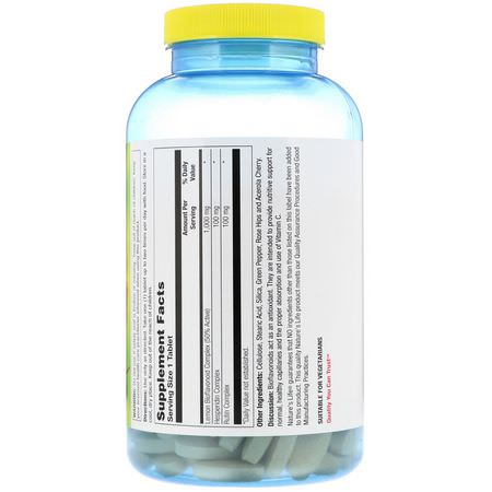 抗氧化劑, 補品: Nature's Life, Bioflavonoids, 1,000 mg, 250 Tablets