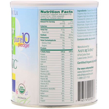 奶粉: Nature's One, Baby's Only Organic, Toddler Formula, Dairy, 12.7 oz (360 g)