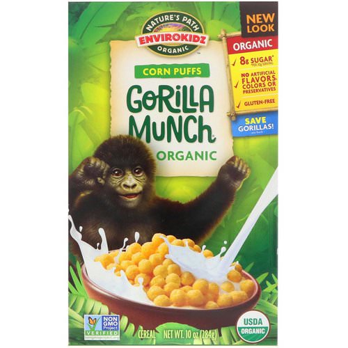 Nature's Path, EnviroKidz, Organic Corn Puffs Gorilla Munch Cereal, 10 oz (284 g) Review